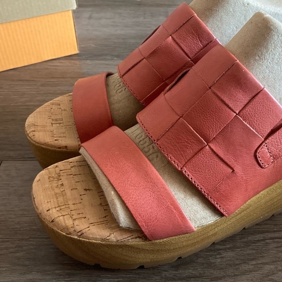 Korks-ease Freya Platform Sandals Dusty Red Leather New with box - Picture 7 of 9